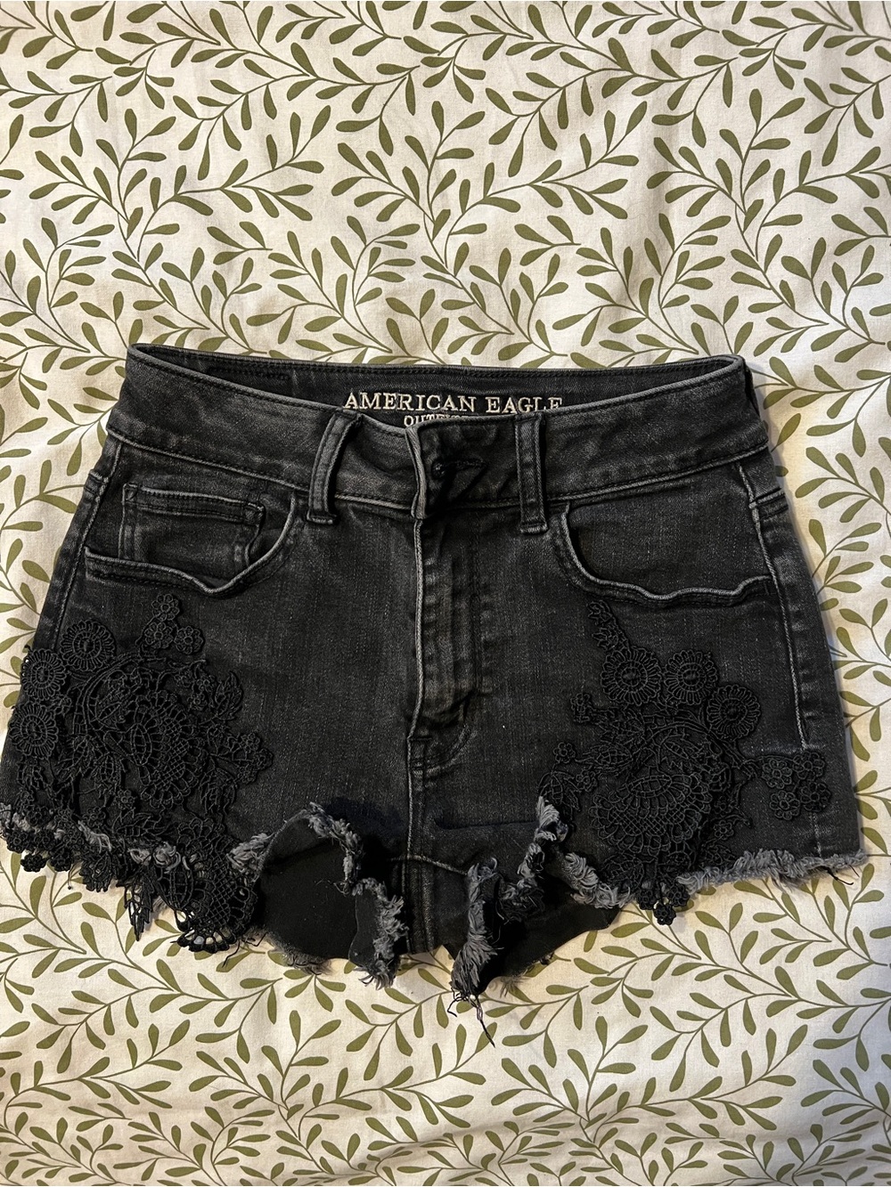 American Eagle Lace Detail Jean Shorts